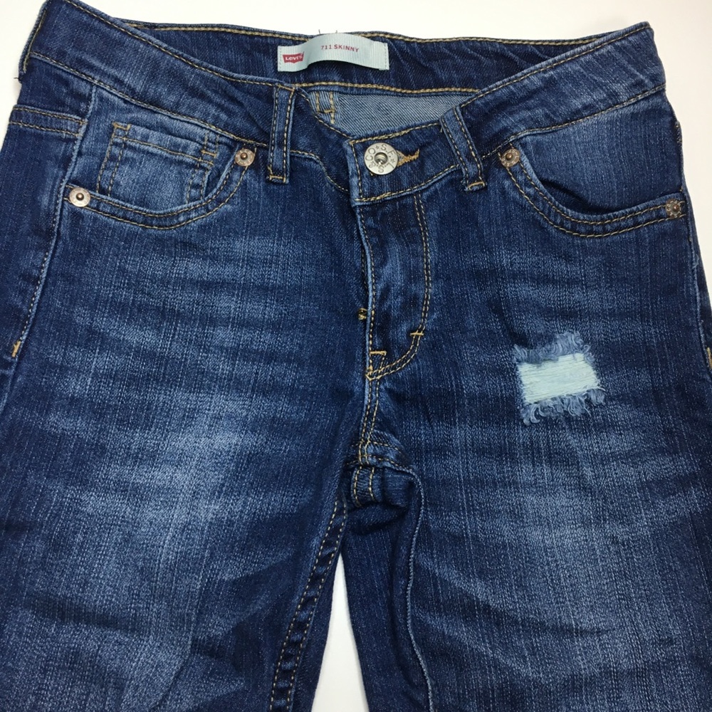 Levi’s blue, ripped, skinny jeans. Size kids12 reg